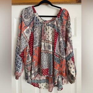 By Together Multicolor Patchwork Blouse, Sz M:L